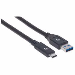Manhattan 354981 câble USB 3 m USB 3.2 Gen 1 (3.1 Gen 1) USB C USB A Noir