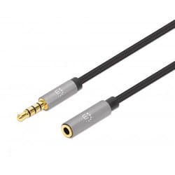 Manhattan 356046 câble audio 3 m 3,5mm Noir, Argent
