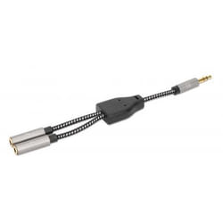 Manhattan 356114 câble audio 0,15 m 3,5mm 2 x 3.5mm Noir, Argent