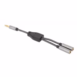 Manhattan 356114 câble audio 0,15 m 3,5mm 2 x 3.5mm Noir, Argent