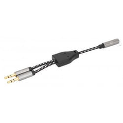 Manhattan 356121 câble audio 0,15 m 3,5mm 2 x 3.5mm Noir, Argent