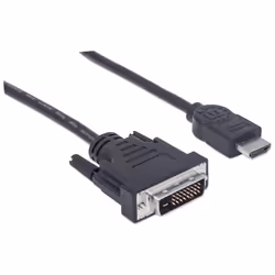 Manhattan 372503 câble vidéo et adaptateur 1,8 m HDMI Type A (Standard) DVI-D Noir