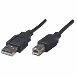 Manhattan 374507, 0,5 m, USB A, USB B, USB 2.0, Mâle/Mâle, Noir