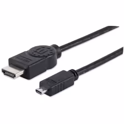 Manhattan 390538, 2 m, HDMI Type A (Standard), HDMI Type D (Micro), Compatibilité 3D, 10,2 Gbit/s, Noir