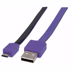 Manhattan 391368, 1 m, USB A, Micro-USB B, USB 2.0, Mâle/Mâle, Noir, Violet