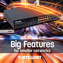 Intellinet 561167 commutateur réseau Géré Gigabit Ethernet (10/100/1000) Connexion Ethernet, supportant l'alimentation via ce port (PoE) Noir