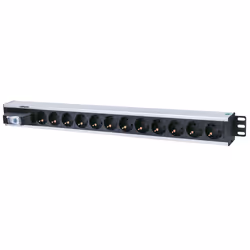 Intellinet 711449, verticale, Aluminium, Noir, Gris, 12 sortie(s) CA, Type F, 1,6 m