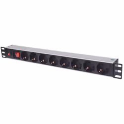 Intellinet 713986, Basique, Commutable, 1U, horizontale, Aluminium, Aluminium, Noir, 8 sortie(s) CA