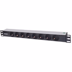 Intellinet 714037, 1U, horizontale, Aluminium, Aluminium, Noir, 8 sortie(s) CA, Type F