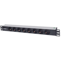 Intellinet 714037 unité de distribution d'énergie 8 sortie(s) CA 1U Aluminium, Noir