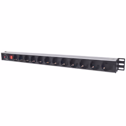Intellinet 714044, 1U, horizontale, Aluminium, Noir, 12 sortie(s) CA, Type F