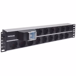Intellinet 714051 unité de distribution d'énergie 15 sortie(s) CA 2U Aluminium, Noir