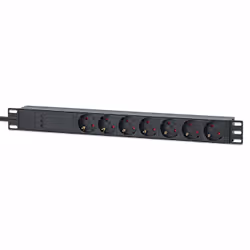 Intellinet 715140, 1U, Monophasé, Aluminium, Noir, 7 sortie(s) CA, Type F