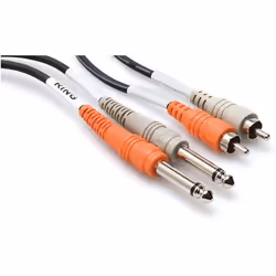 Hosa Technology CPR-202, 2 x RCA, Mâle, 2 x 6,35 mm TS, Mâle, 2 m, Noir