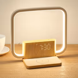 Lampe de chevet - GENERIC - Chargeur sans fil 10W - Double alarme - Lumière de réveil - 10 sons relaxants