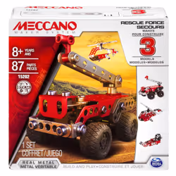Meccano - VEHICULES DE SECOURS 3 MODELES - 3 Modèles De Véhicules De Secours A Construire - Jeu de Construction Avec 2 Outils Et 87 Pièces - 6026714 - Jouet Enfant 10 Ans et +
