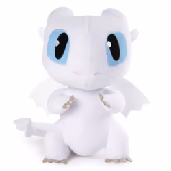 DreamWorks Dragons , Squeeze & Growl Lightfury, Dragon en peluche de 25 cm avec effets sonores, à partir de 4 ans