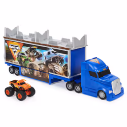 Monster Jam , Coffret Camion transformable 2-en-1 officiel avec monster truck El Toro Loco exclusif en métal moulé à l'échelle 1:64