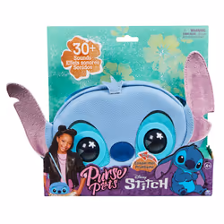 Purse Pets - DISNEY STITCH - COMPAGNON INTERACTIF FORMAT SAC À MAIN - Animal Interactif Stitch Qui Cligne Des Yeux - À L'Epaule Ou En Bandoulière - Sons Et Modes De Jeu - Jouet Enfant 4 Ans Et +