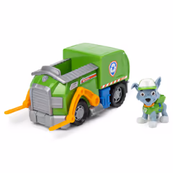 PAW Patrol , Camion de recyclage de Rocky avec figurine à collectionner, pour les enfants à partir de 3 ans, Camion, Paw Patr ...