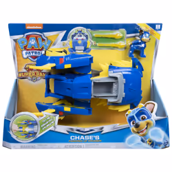 PAW Patrol , Mighty Pups Super PAWs, Voiture de police Powered Up transformable de Chase