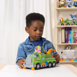 PAW Patrol , Total Team Rescue, Camion de recyclage de Rocky avec 6 chiots, pour les enfants à partir de 3 ans