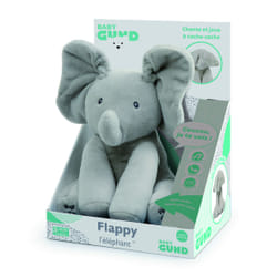 GUND FLAPPY L'ÉLÉPHANT – – Peluche Interactive pour Bébé – Bouge, Parle et Chante en Français pour l'Éveil de Votre Enfant – Peluche Éléphant Taille 30 cm – 6054176 – Jouet Bébé 10 Mois et +
