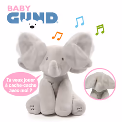 GUND FLAPPY L'ÉLÉPHANT – – Peluche Interactive pour Bébé – Bouge, Parle et Chante en Français pour l'Éveil de Votre Enfant – Peluche Éléphant Taille 30 cm – 6054176 – Jouet Bébé 10 Mois et + - Vue supplémentaire 4