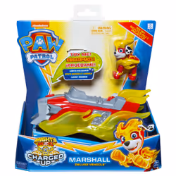 PAW Patrol , Mighty Pups Prêt à foncer, Véhicule Marcus Deluxe Vehicle avec effets sonores et lumineux