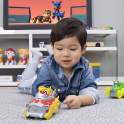 PAW Patrol , Mighty Pups Prêt à foncer, Véhicule Marcus Deluxe Vehicle avec effets sonores et lumineux