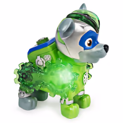 PAW Patrol , Mighty Pups Prêt à foncer, Figurine Rocky à collectionner avec uniforme lumineux, La Pat' Patrouille, 3 an(s), L ...