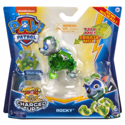 PAW Patrol , Mighty Pups Prêt à foncer, Figurine Rocky à collectionner avec uniforme lumineux