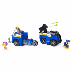 PAW Patrol , Voiture de police 2-en-1 de Chase transformable Split-Second avec 2 figurines à collectionner, 3 an(s), Plastiqu ...