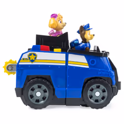 PAW Patrol , Voiture de police 2-en-1 de Chase transformable Split-Second avec 2 figurines à collectionner