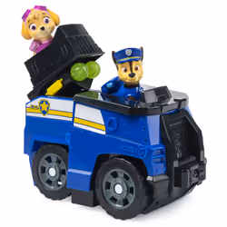PAW Patrol , Voiture de police 2-en-1 de Chase transformable Split-Second avec 2 figurines à collectionner