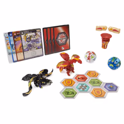 Bakugan Baku-Gear, Coffret de 4 personnages, Sairus Ultra avec équipement Baku-Gear et Fusion Trox x Nobilious Ultra, Figurines articulées à collectionner