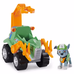 PAW Patrol LA PAT' PATROUILLE - VÉHICULE + FIGURINE ROCKY DINO RESCUE - Véhicule Avec 1 Figurine Et 1 Dinosaure Mystère À Col ...