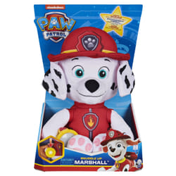 PAW Patrol , Peluche Marcus à câliner avec lampe torche et effets sonores, pour les enfants à partir de 3 ans