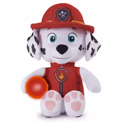 PAW Patrol , Peluche Marcus à câliner avec lampe torche et effets sonores, pour les enfants à partir de 3 ans