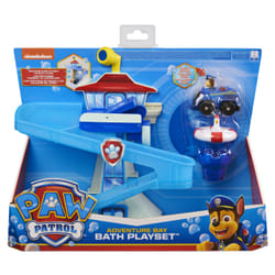 PAW Patrol LA PAT' PATROUILLE – PLAYSET DE BAIN + VÉHICULE – Univers de Bain Adventure Bay + Véhicule Chase Lumineux – 6060970 – – Jouet Bain Enfant 3 Ans et +