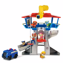 PAW Patrol Pat Patrouille – Quartier Général Pat Patrouille – Playset Complet avec Tour de Contrôle, Toboggan, Ascenseur, Figurine et Véhicule Chase – 6060007 – Jouet Enfant 3 Ans et +