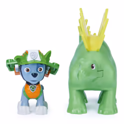 PAW Patrol , Coffret de figurines articulées Dino Rescue Rocky et dinosaure, pour les enfants à partir de 3 ans