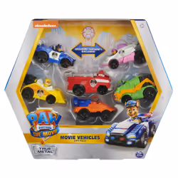 PAW Patrol Coffret de 6 Véhicules Die-Cast du Film Dont 2 Exclusifs La Pat' Patrouille, Voiture, 3 an(s), Multicolore