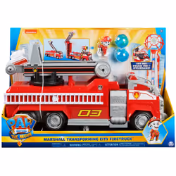 PAW Patrol CAMION DE POMPIERS TRANSFORMABLE MARCUS - Camion Géant Interactif Pat Patrouille - Véhicule avec Transformation Et Figurine Chiot Marcus