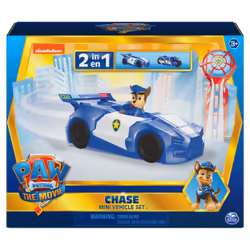 PAW Patrol Coffret Mini Véhicule de Chase du film avec jouet 2-en-1 voiture de police et moto et figurine, Ensemble de véhicu ...