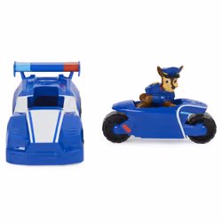 PAW Patrol Coffret Mini Véhicule de Chase du film avec jouet 2-en-1 voiture de police et moto et figurine