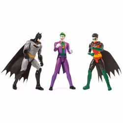 DC Comics BATMAN - PACK 3 FIGURINES 30 CM BATMAN/ROBIN/LE JOKER - - Figurines Batman Robin Le Joker Articulées De 30 cm - Aventures De L'Homme Masqué - Jouet Enfant 3 Ans et +