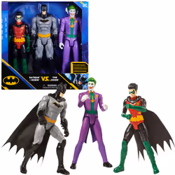 DC Comics BATMAN - PACK 3 FIGURINES 30 CM BATMAN/ROBIN/LE JOKER - - Figurines Batman Robin Le Joker Articulées De 30 cm - Aventures De L'Homme Masqué - Jouet Enfant 3 Ans et +