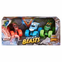 Monster Jam , Coffret Charged Beasts, monster trucks officiels en métal moulé Dragon, Octon8er, Jurassic Attack à l'échelle 1:64, jouets pour garçons et filles à partir de 3 ans