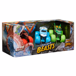 Monster Jam , Coffret Charged Beasts, monster trucks officiels en métal moulé Dragon, Octon8er, Jurassic Attack à l'échelle 1:64, jouets pour garçons et filles à partir de 3 ans